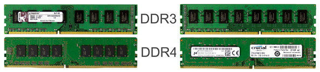 DDR3 versus DDR4 size