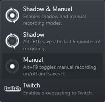 ShadowPlay Modes