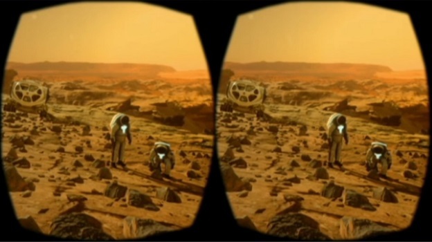 Virtual Reality exploration of Mars showing both eye views