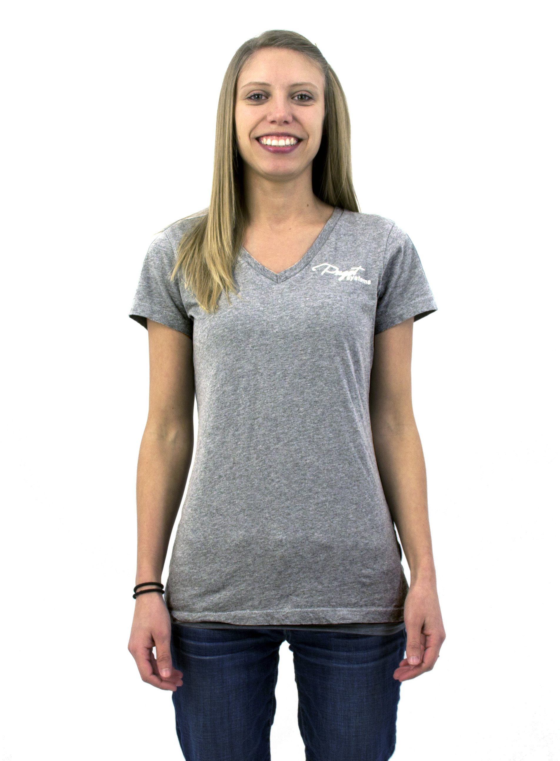 Configure PC w/ Puget Womens Grey V-Neck T-Shirt (X large) Puget Gear