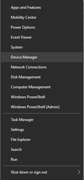 Start menu right-click context menu