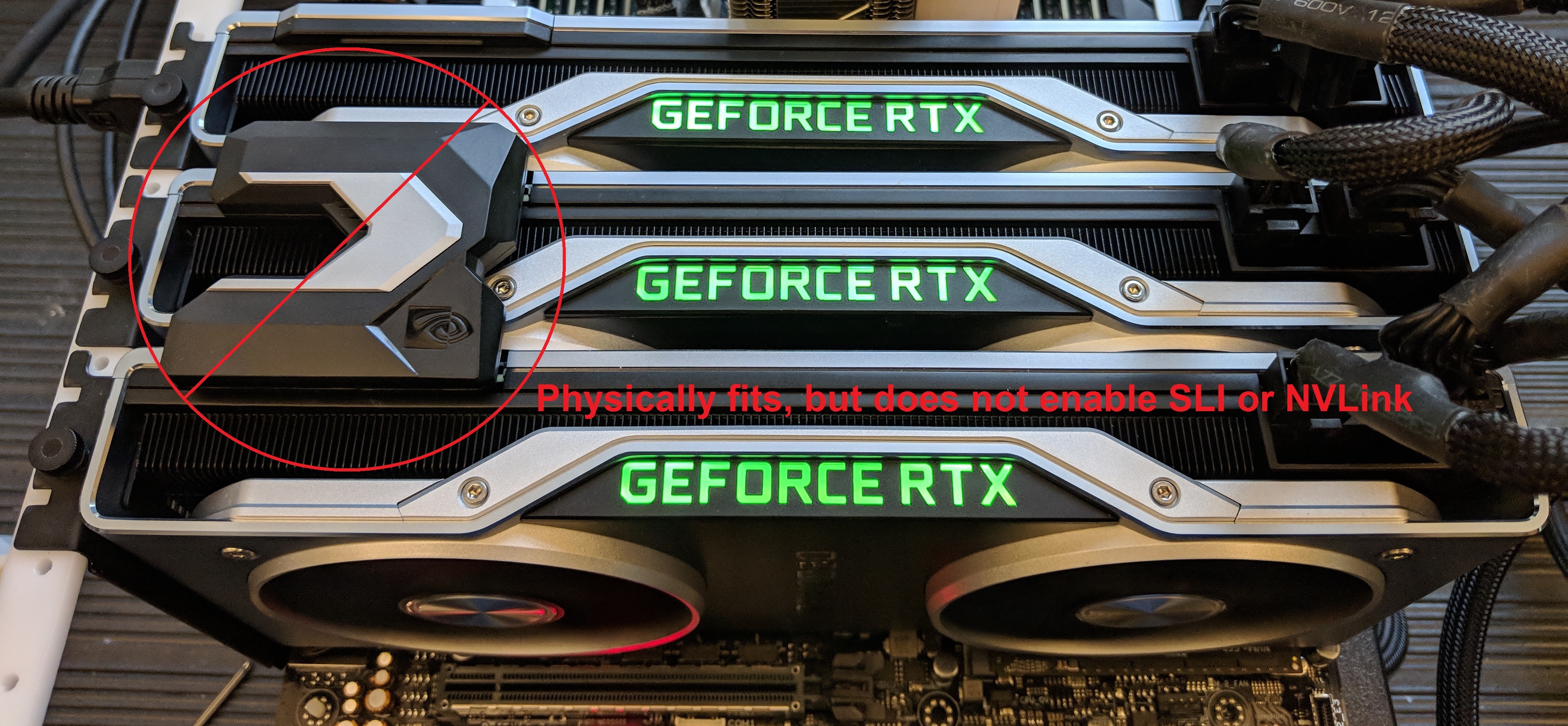 Dual NVIDIA GeForce RTX 2080 Cards with a Quadro NVLink Bridge Installed - Which Does Not Function
