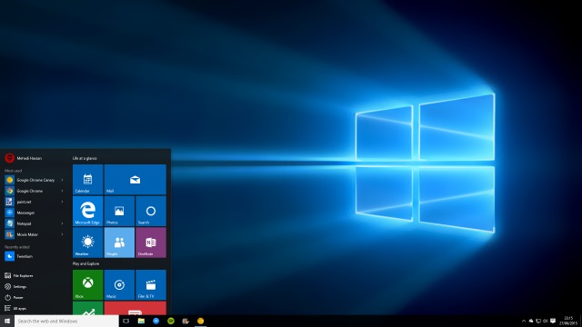 Windows 10 Desktop and Start Menu
