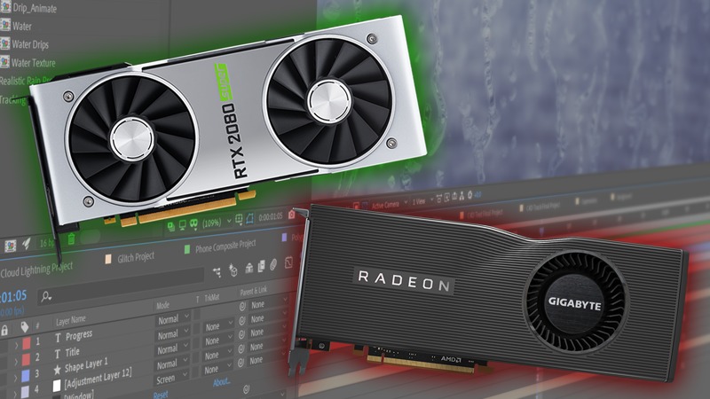 NVIDIA GeForce SUPER vs AMD Radeon RX 5700 XT in After Effects