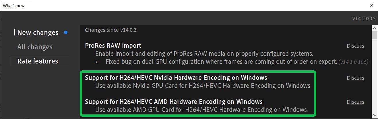 Premiere Pro (BETA) - H.264 NVIDIA and AMD Hardware Encoding