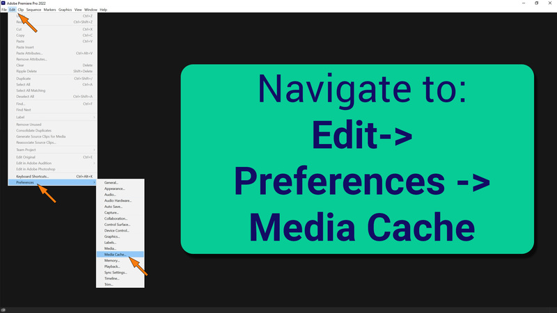 Navigate to the media cache settings via edit, preferences, media cache