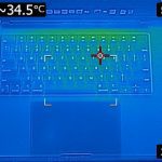 Thermal image of the top of a MacBook Pro while idle.