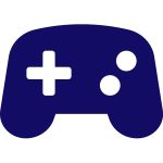 Blue Game Controller Icon Representing Game Development