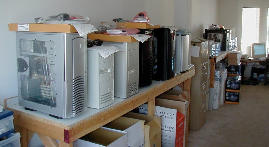 Photo of old Puget Systems computer builds from early in the company's history