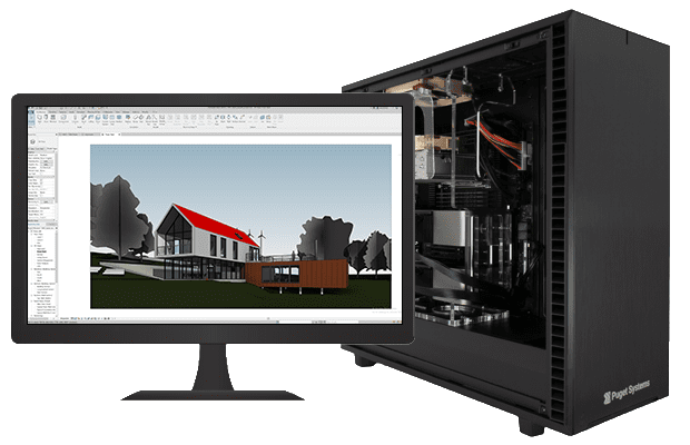 Workstation with Monitor Running Architecture and CAD Software
