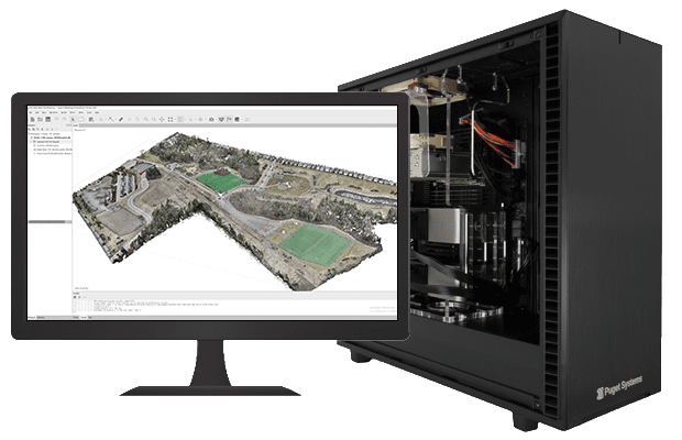 Workstation with Monitor Running Photogrammetry Software