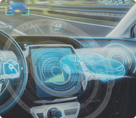 Visualization of what augmented reality might look like inside a car
