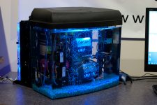 Mineral oil PC submerged in aquarium tank