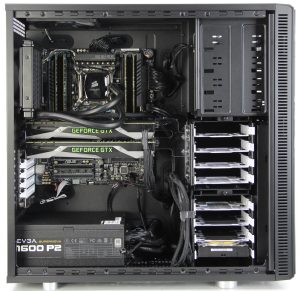 Interior view of Josh Johnson's workstation PC from Puget Systems