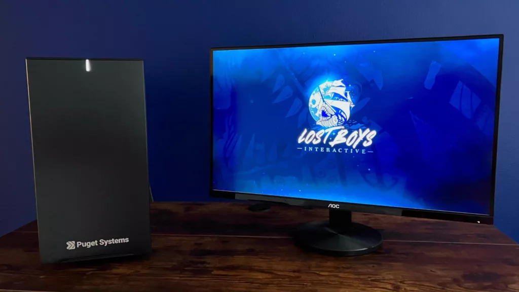 Widescreen Hero image of Lost Boys Interactive's Puget Systems workstation