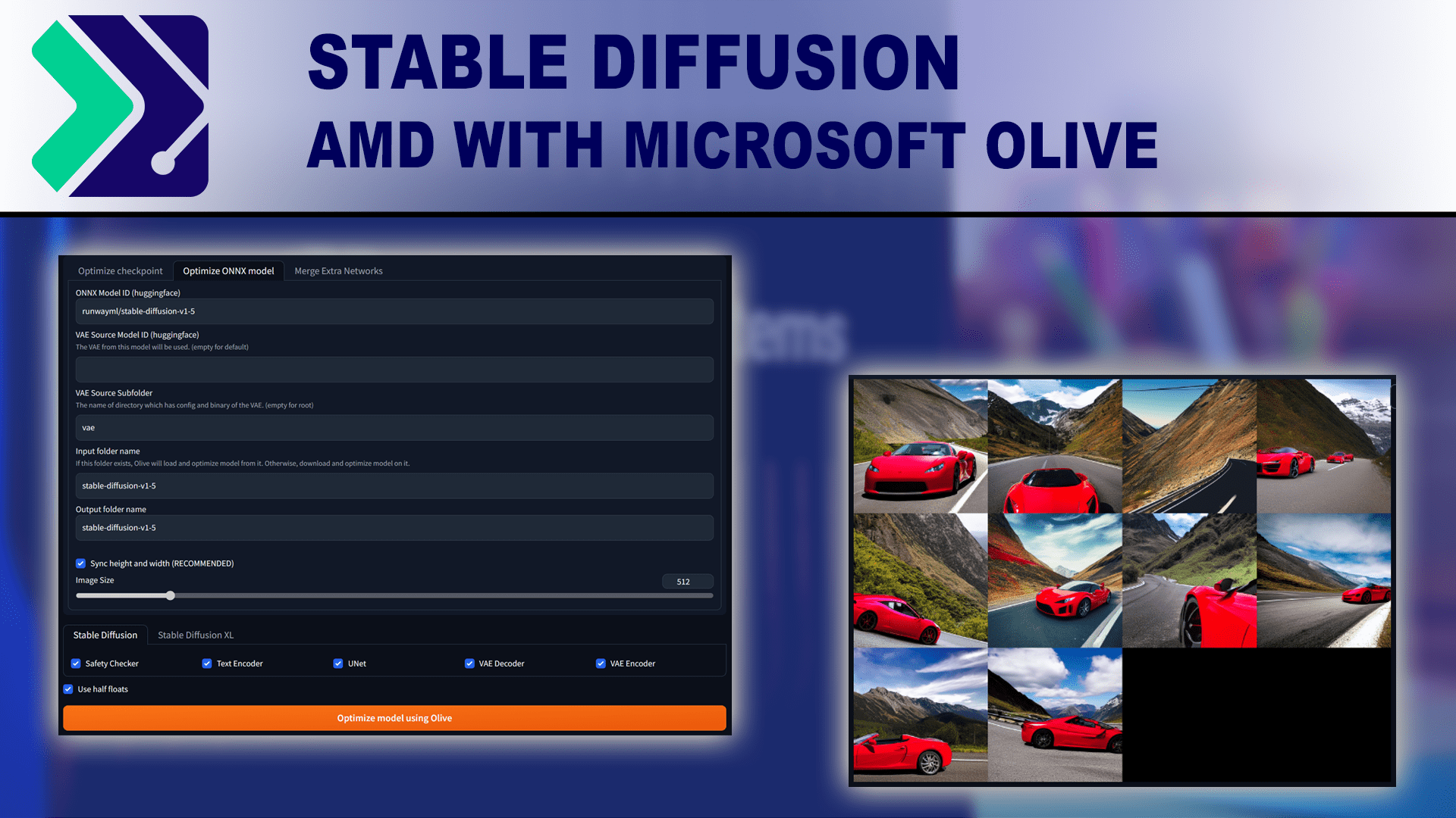 Featured image showing AMD Microsoft Olive Optimization for Stable Diffusion Automatic 1111