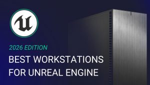 Featured Image for Best Workstations for Unreal Engine 2026 Article with Fractal Design Define 7 Chassis in Background
